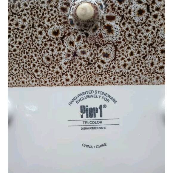 Pier One Imports TriColor Footed Trivet Brown 8" Square - Picture 3 of 4